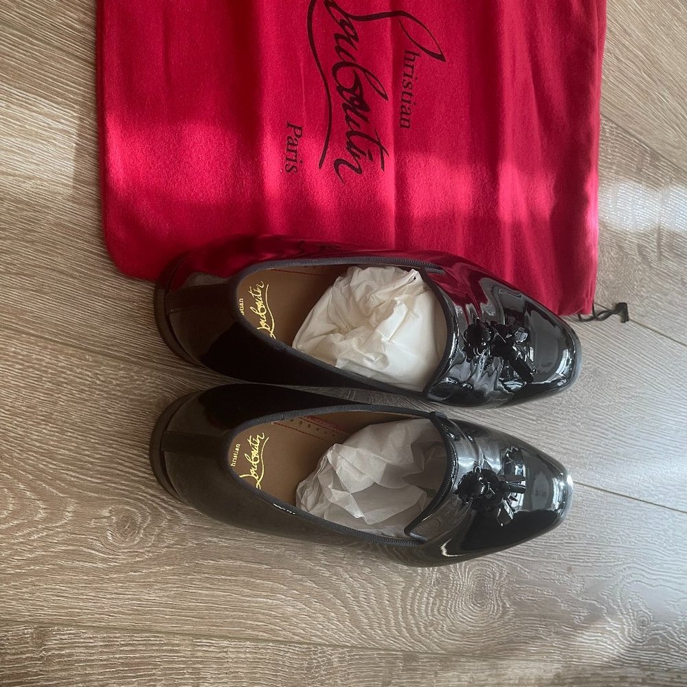 Christian Louboutin Men's Dandelion Patent Leather Tassel Loafers - BLACK - 44